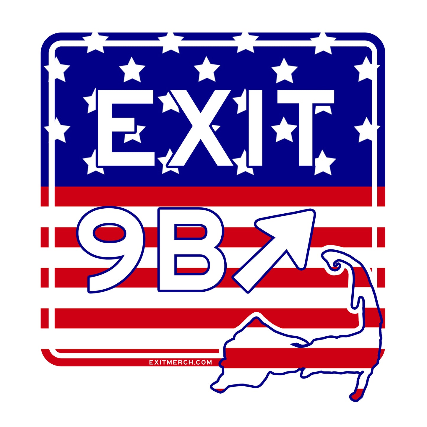 American Flag Exit 9B Sticker